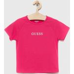 Dětská trička s krátkým rukávem Dívčí v růžové barvě strečové od značky Guess z obchodu Answear.cz 