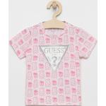 BIO Dětská trička s potiskem Dívčí v růžové barvě z bavlny strečové od značky Guess z obchodu Answear.cz 