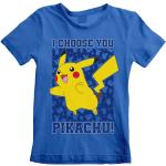 Dětská trička s potiskem v modré barvě z bavlny s motivem Pokémon Pikachu 