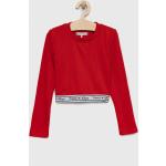 Dětská trička s dlouhým rukávem Dívčí v červené barvě z polyesteru strečové od značky Tommy Hilfiger z obchodu Answear.cz 