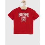 Dětská trička s límečkem Chlapecké v červené barvě z bavlny strečové od značky Tommy Hilfiger z obchodu Answear.cz 