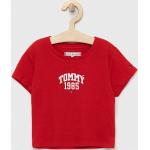 Dětská trička s potiskem Dívčí v červené barvě z bavlny od značky Tommy Hilfiger z obchodu Answear.cz 