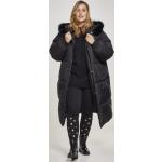 Dámské Zimní bundy s kapucí Urban Classics v černé barvě z umělé kožešiny ve velikosti 4 XL dlouhé plus size 