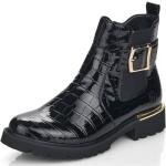 Dámské Kotníkové boty Rieker Remonte v černé barvě v lakovaném stylu ve velikosti 45 s přezkou ve slevě 