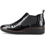 Dámské Kožené kotníkové boty Rieker v černé barvě v lakovaném stylu s hadím vzorem z hadí kůže ve velikosti 42 ve slevě na podzim 