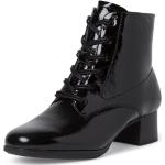 Dámské Kotníčkové boty na podpatku Tamaris v černé barvě v lakovaném stylu z kůže ve velikosti 38 s výškou podpatku 3 cm - 5 cm ve slevě 