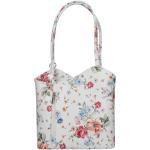 Dámské Kožené kabelky Vera Pelle v bílé barvě v elegantním stylu s květinovým vzorem z kůže 