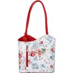 Dámské Kožené kabelky Italy v červené barvě s květinovým vzorem z hovězí kůže ve slevě 