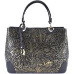 Dámská kožená kabelka s květovaným vzorem Arteddy - černá/zlatá