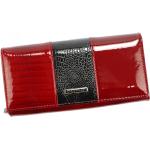 Dámské Kožené peněženky Cavaldi v červené barvě v lakovaném stylu z kůže 