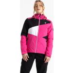 Dámské Zimní bundy s kapucí Dare 2 be Nepromokavé Prodyšné v růžové barvě ve velikosti 10 XL se sněžným pásem 