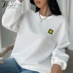 Dámská  Jarní a podzimní móda v bílé barvě z polyesteru ve velikosti XXL 