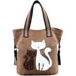 Dámská plátěná kabelka cute cats - hnědá