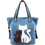 Dámská plátěná kabelka cute cats modrá