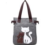 Dámská plátěná kabelka kočky - tmavě šedá