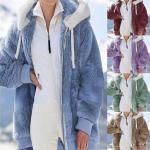 Dámské Zimní bundy s kapucí v hnědé barvě z polyesteru ve velikosti 3 XL s dlouhým rukávem plus size 