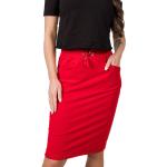 Dámské Pouzdrové sukně FashionHunters v červené barvě z bavlny ve velikosti S ve slevě 