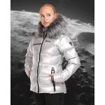 Dámské Zimní bundy s kapucí Kilpi Nepromokavé ve stříbrné barvě z nylonu ve velikosti 3 XL s kapucí ve slevě plus size 