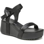 Dámské Designer Kožené sandály Calvin Klein v černé barvě z koženky ve velikosti 37 s výškou podpatku 7 cm - 9 cm na léto 