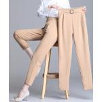 Dámské Elegantní kalhoty v khaki barvě v ležérním stylu ve velikosti 3 XL plus size 