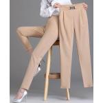 Dámské Elegantní kalhoty v khaki barvě v ležérním stylu ve velikosti 3 XL plus size 