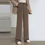 Dámské Elegantní kalhoty v kávové barvě v ležérním stylu ze syntetiky s vysokým pasem 