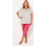 Dámské Pyžama krátké kalhoty Italian Fashion ve fuchsiové barvě z bavlny ve velikosti 3 XL s krátkým rukávem s volány ve slevě plus size 