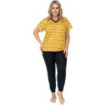 Dámské Pyžama krátké kalhoty Donna v žluté barvě z krajky ve velikosti 3 XL s krátkým rukávem plus size 