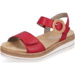 Dámské Kožené sandály Rieker Remonte v červené barvě z kůže ve velikosti 45 ve slevě na léto 