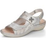 Dámské Kožené sandály Rieker Remonte ve stříbrné barvě z kůže ve velikosti 42 ve slevě na léto 