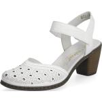 Dámské Kožené sandály Rieker v bílé barvě v elegantním stylu z kůže ve velikosti 42 ve slevě na léto 