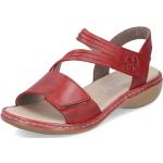 Dámské Kožené sandály Rieker v červené barvě v elegantním stylu z kůže ve velikosti 42 ve slevě na léto 