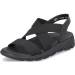 Dámské Páskové sandály Rieker v černé barvě v moderním stylu z gumy ve velikosti 43 ve slevě na léto 