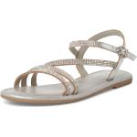 Dámské Kožené sandály Tamaris ve stříbrné barvě romantické z kůže ve velikosti 36 s kamínky ve slevě na léto 