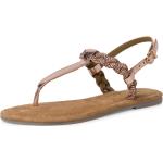 Dámské Kožené sandály Tamaris ve zlaté barvě z kůže ve velikosti 37 s kamínky ve slevě na léto 