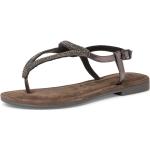 Dámské Kožené sandály Tamaris v šedé barvě z kůže ve velikosti 36 s kamínky ve slevě na léto 