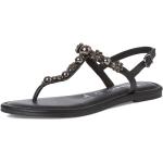 Dámské Kožené sandály Tamaris v černé barvě v elegantním stylu z kůže ve velikosti 40 s kamínky ve slevě na léto 