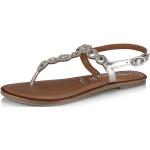 Dámské Kožené sandály Tamaris ve stříbrné barvě z kůže ve velikosti 37 s kamínky na léto 