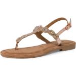 Dámské Kožené sandály Tamaris ve zlaté barvě z kůže ve velikosti 36 s kamínky ve slevě na léto 