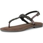 Dámské Kožené sandály Tamaris v šedé barvě z kůže ve velikosti 38 s kamínky ve slevě na léto 
