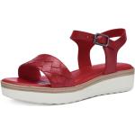 Dámské Kožené sandály Tamaris v červené barvě v elegantním stylu z kůže ve velikosti 39 ve slevě na léto 