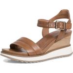 Dámské Kožené sandály Tamaris v hnědé barvě v moderním stylu z kůže ve velikosti 37 ve slevě na léto 