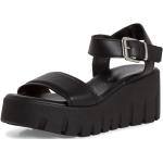 Dámské Kožené sandály Tamaris v černé barvě z kůže ve velikosti 37 s přezkou ve slevě na léto 