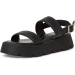 Dámské Kožené sandály Tamaris v černé barvě z kůže ve velikosti 39 s přezkou ve slevě na léto 