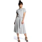 Dámské Denní šaty Bewear v šedé barvě ve velikosti L s krátkým rukávem ve slevě 