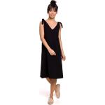 Dámské Letní šaty Bewear v černé barvě z bavlny ve velikosti S po kolena s výstřihem do V ve slevě 