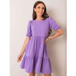 Dámské Denní šaty FashionHunters ve fialové barvě z bavlny ve velikosti S ve slevě 