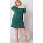 Dámské Mini šaty FashionHunters v zelené barvě z bavlny ve velikosti 3 XL s odhalenými rameni ve slevě plus size 