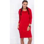 Dámské Mikinové šaty kesi v červené barvě z bavlny ve velikosti Onesize s kapucí ve slevě 