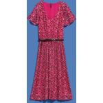 Dámské Letní šaty Moodo ve fuchsiové barvě z koženky ve velikosti XS s výstřihem do V ve slevě 